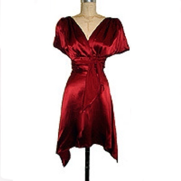 Trashy Diva Obi Dress Crimson Red Silk - Picture 1 of 5